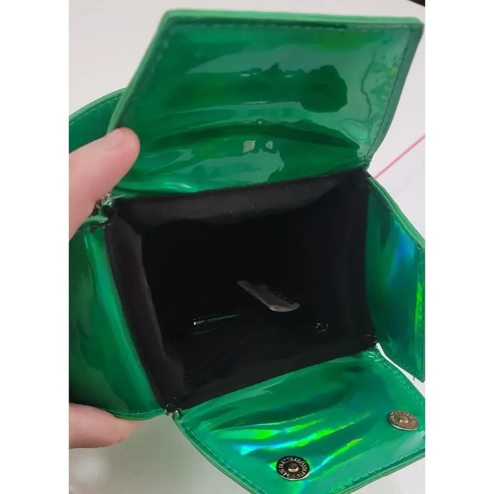 BAM Forever Green Holographic Chinese Take Out Box Novelty Crossbody Purse Bag